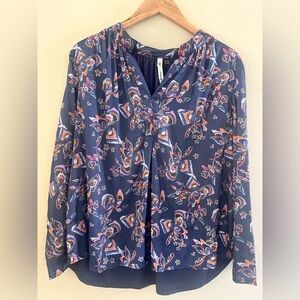 Floral Navy Blouse sz XL